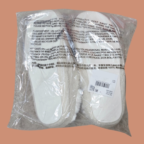 American Eagle Pumpkin Scuff Slippers Size 7 Ivory Fall Winter Fuzzy Cottagecore - Picture 3 of 3